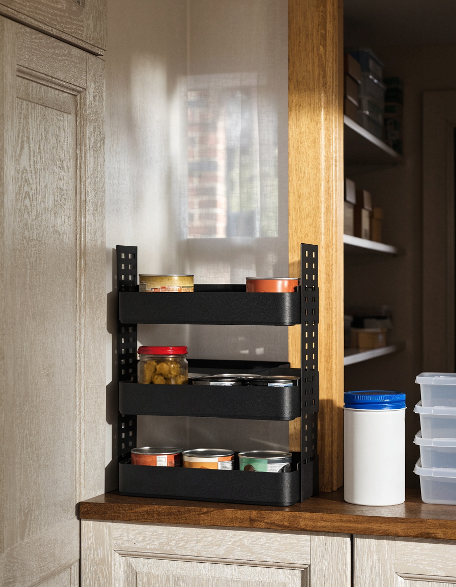 Illustrative visual for Expandable Can Organizer for Pantry, 3-Tier Adjustable Can Storage Holder