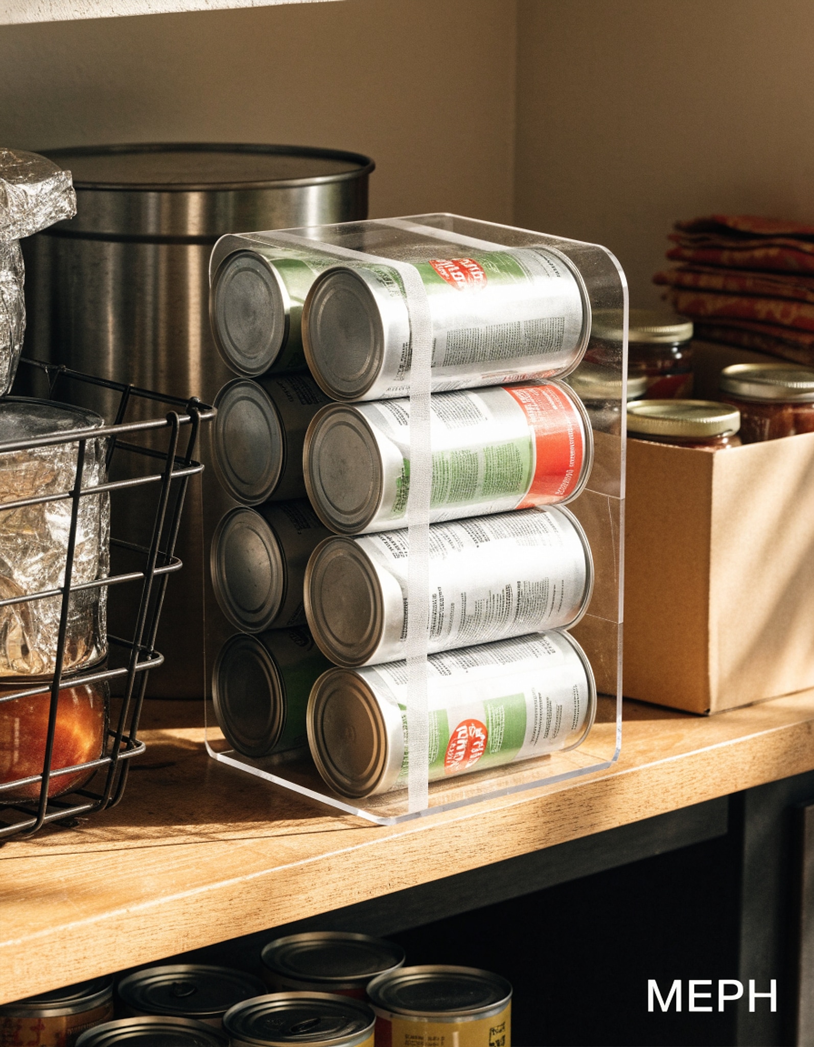 Illustrative visual for Can Storage Organizer for Pantry, Can Holders For Pantry, Canned Goods Food Dispenser, Clear Plastic Soup Can Shelf Rack, 3 Ties