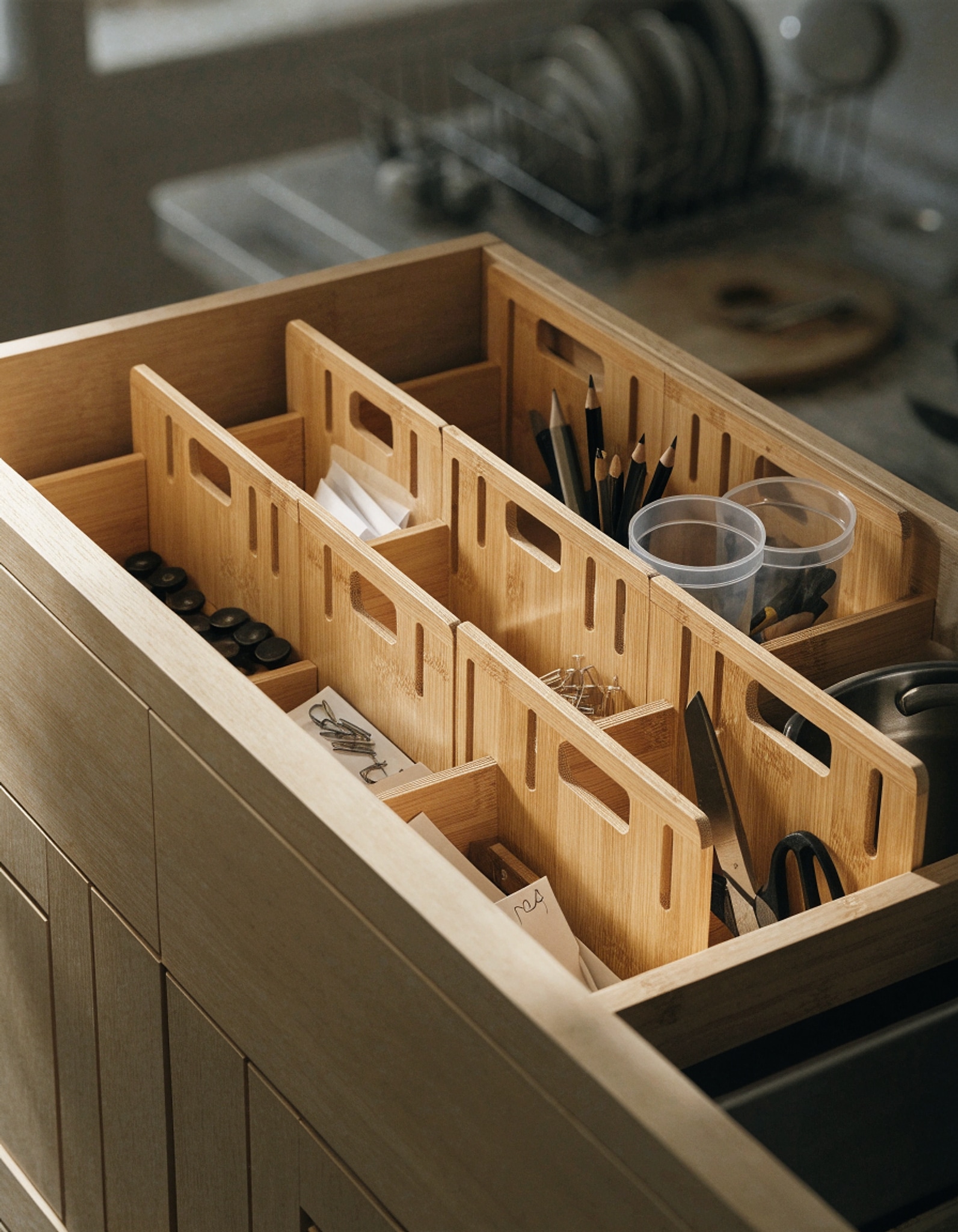 Illustrative visual for Lifewit Bamboo Drawer Dividers, 2.4" High 17.5"-22.0" Long, 4 Pack