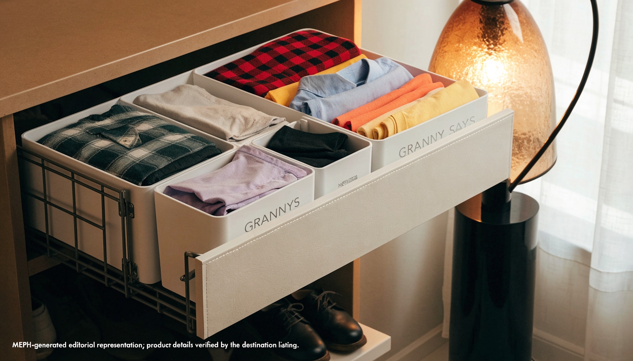 Illustrative visual for GRANNY SAYS 5 Grids Closet Organizer and Storage for Clothes, 2 Pack, White