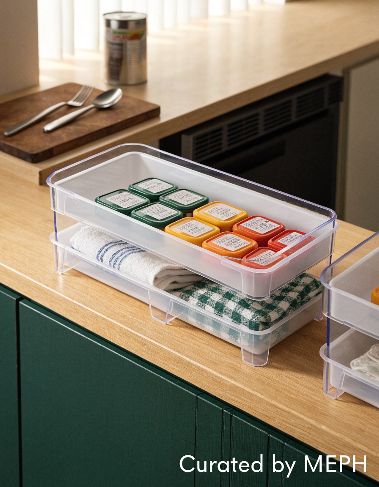 Illustrative visual for Vtopmart 2 Tier Clear Under Sink Organizers, Bathroom Organizer, 2 Pack