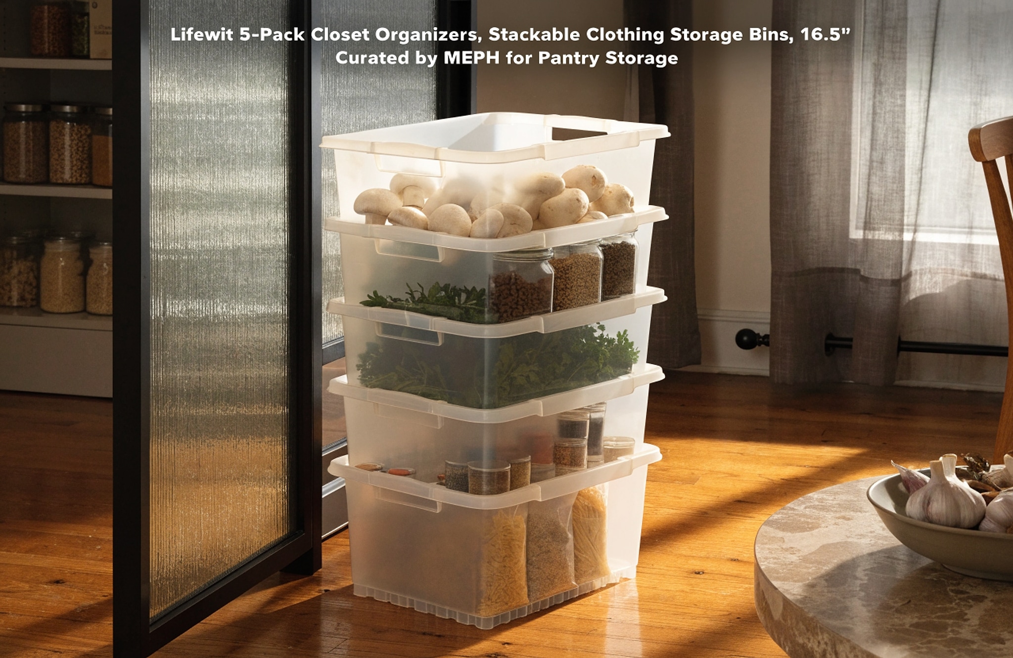 Illustrative visual for Lifewit 5-Pack Closet Organizers, Stackable Clothing Storage Bins, 16.5"