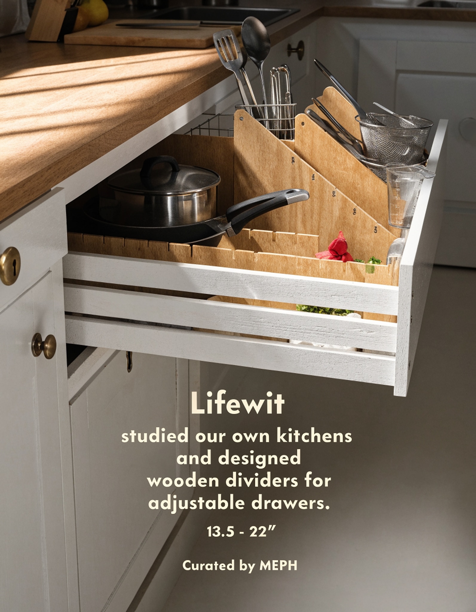 Illustrative visual for Lifewit Adjustable Drawer Dividers, 6" High 13.5-22" Long, 5 Pack