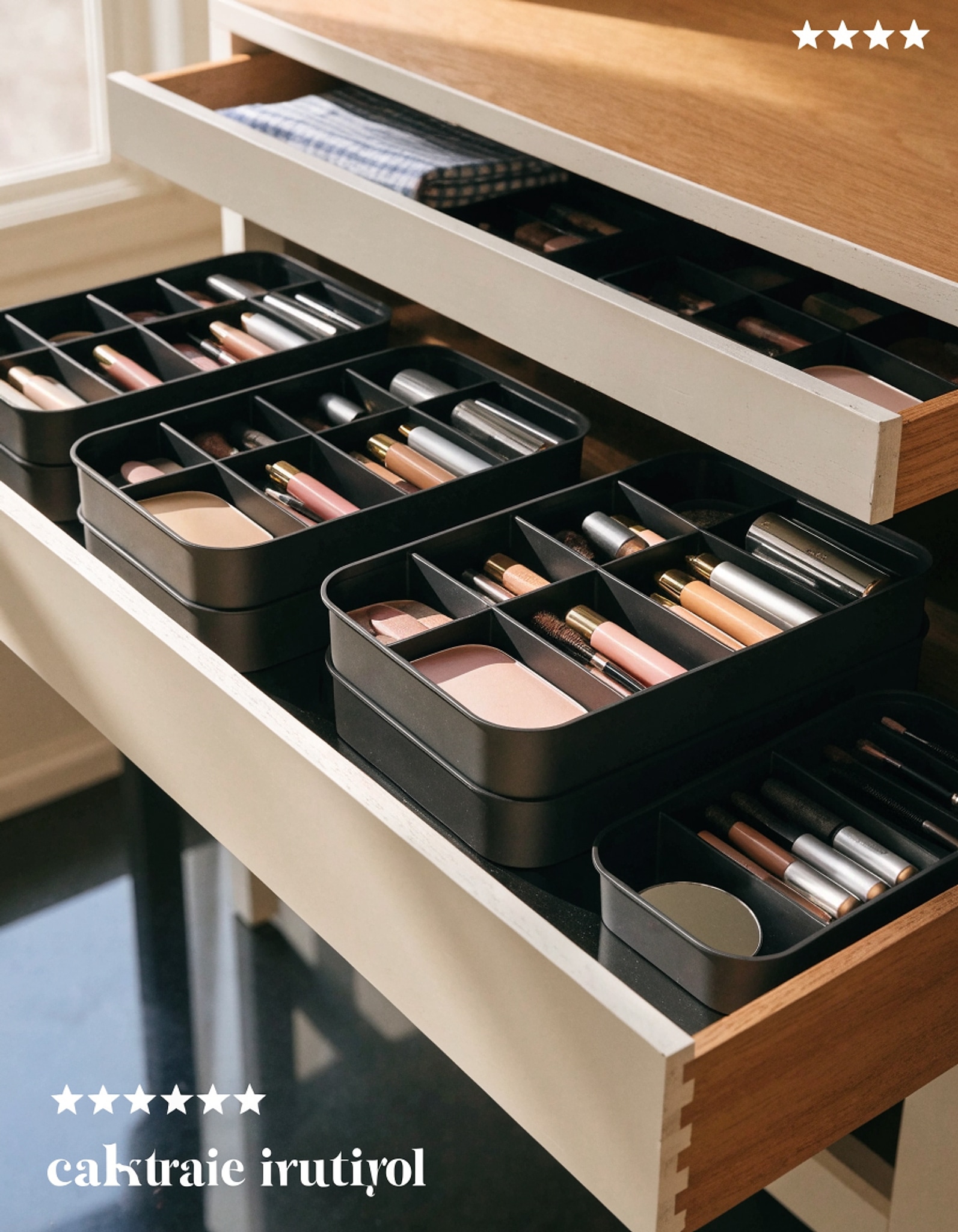 Illustrative visual for caktraie Makeup Organizer Storage With 16 Drawers, 4 Pcs Desk Organizer