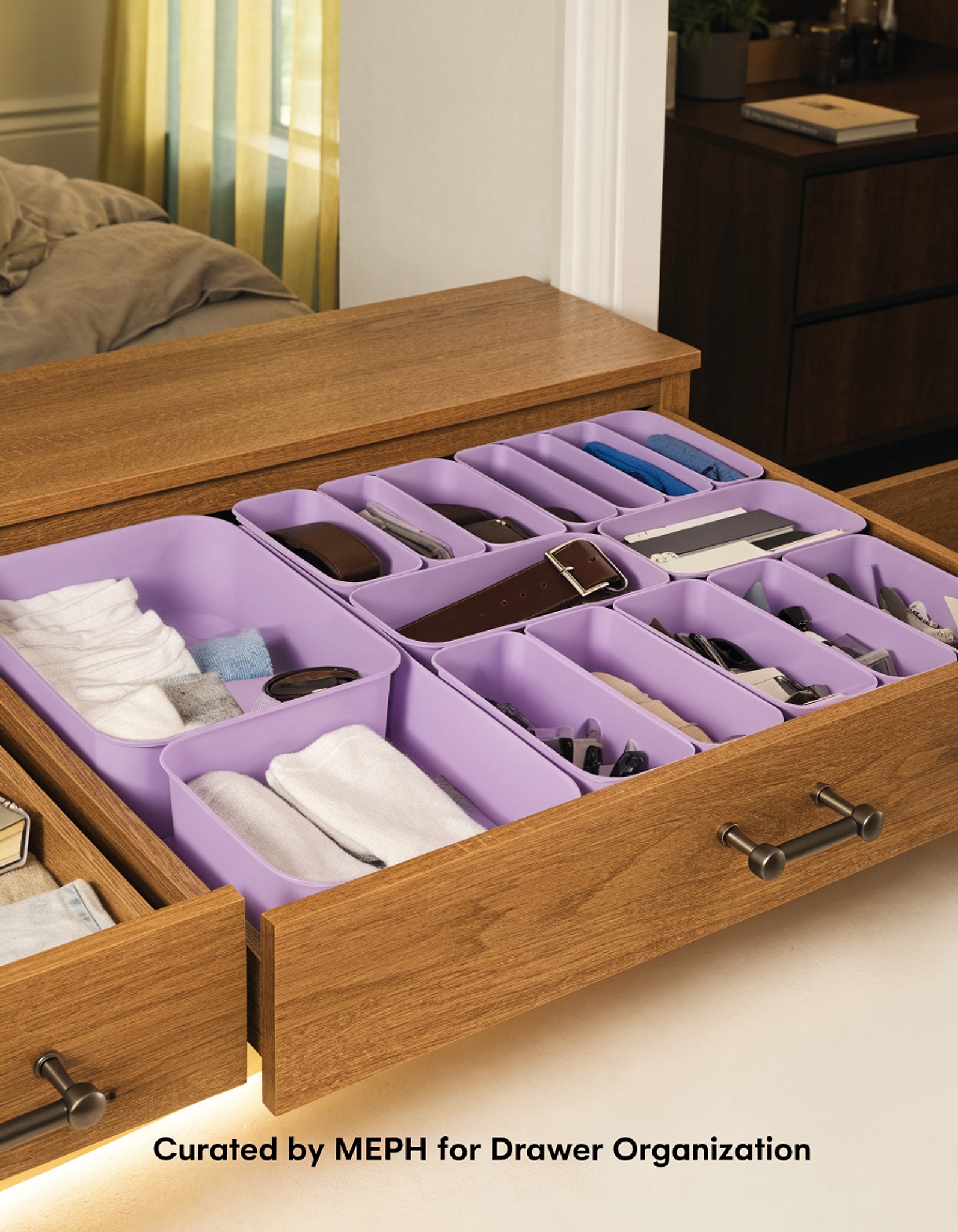 Illustrative visual for Vtopmart 25 Pack Drawer Organizers with Non-slip Pads, 4 Size,Lilac