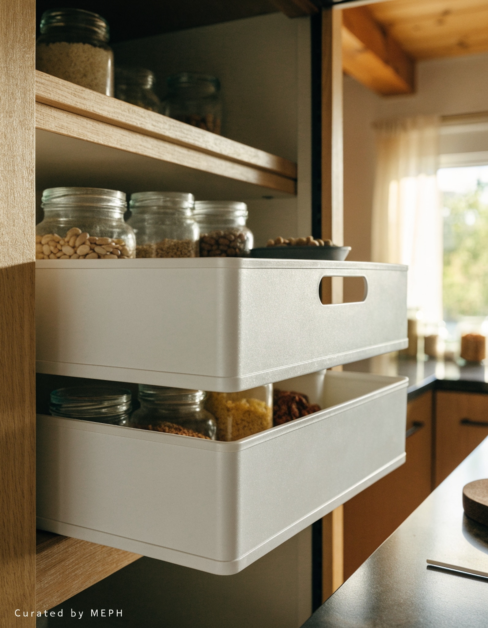 Illustrative visual for Simple Houseware 2 Tier Pull-Out Cabinet Organizer Drawer, White