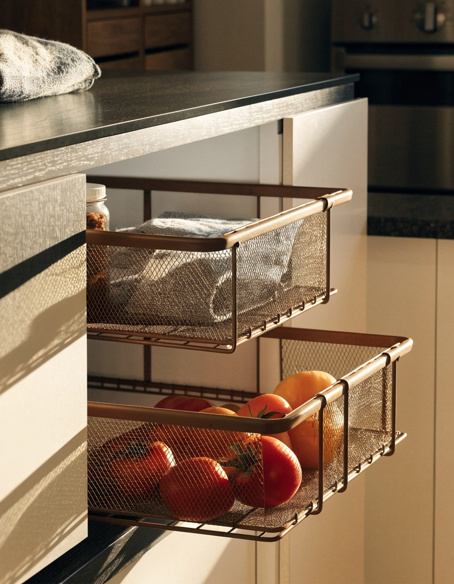 Illustrative visual for Simple Houseware 2 Tier Pull Out Wire Basket Drawer Organizer, Brown