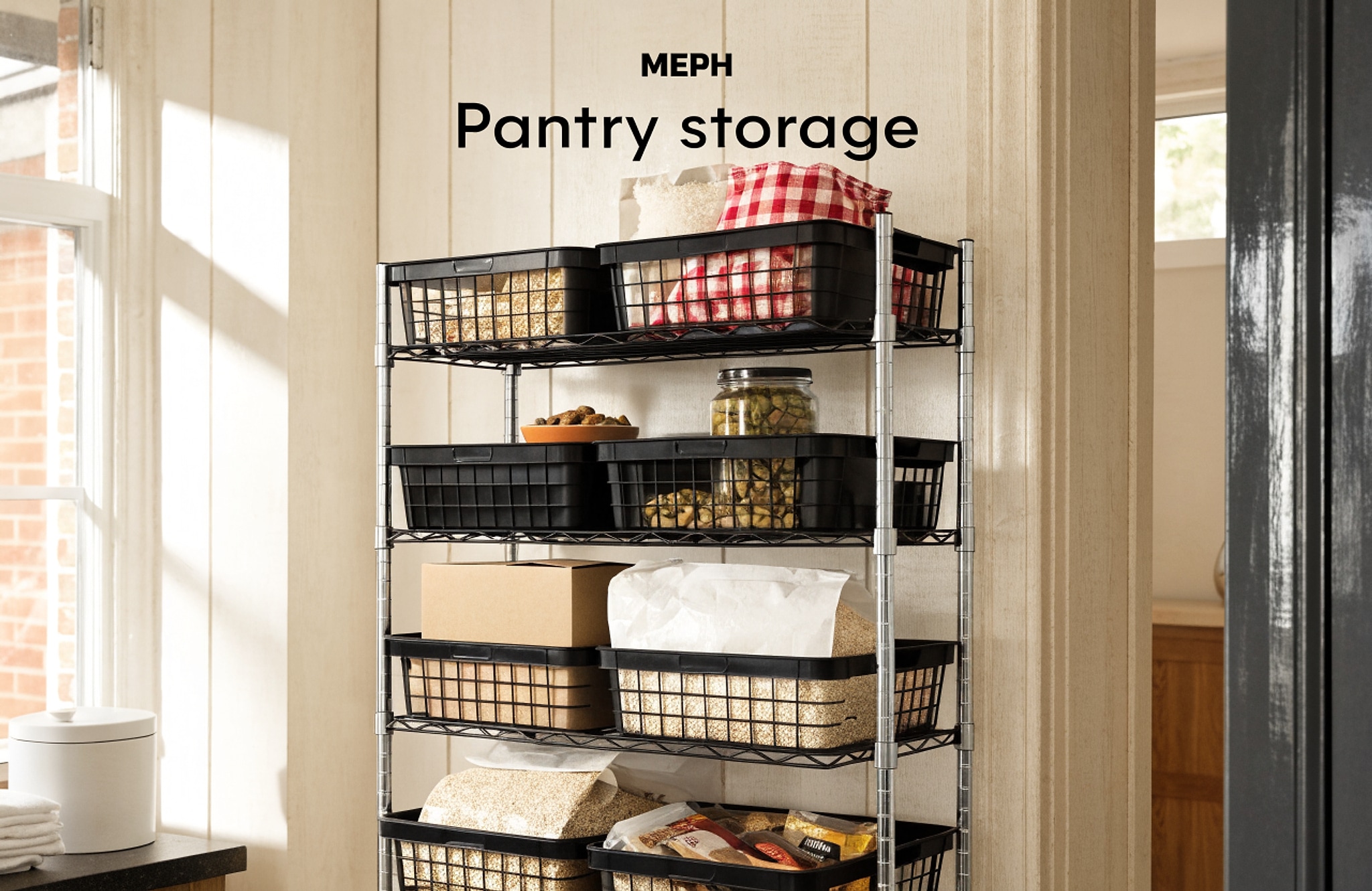 Illustrative visual for Fyzeg 6-Tier Wire Shelving Unit with Baskets Adjustable Storage Shelf Rack