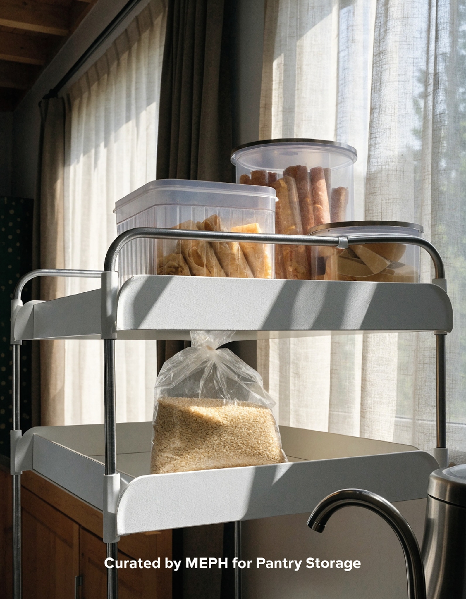 Illustrative visual for Amazon Basics Stackable Metal Kitchen Storage Shelves, Set of 2-White