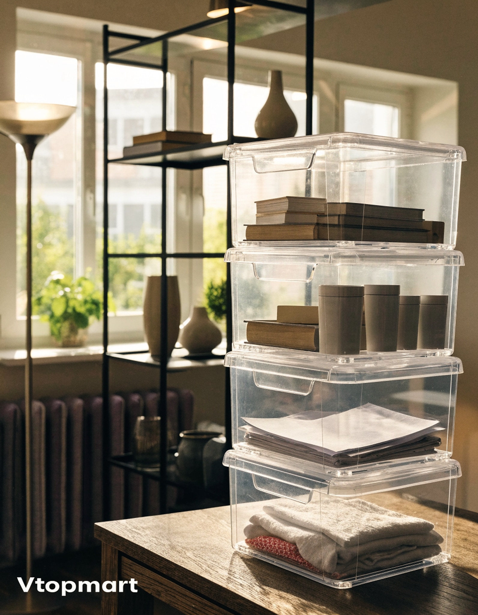 Illustrative visual for Vtopmart 4 Pack Large Stackable Storage Drawers, Clear Acrylic