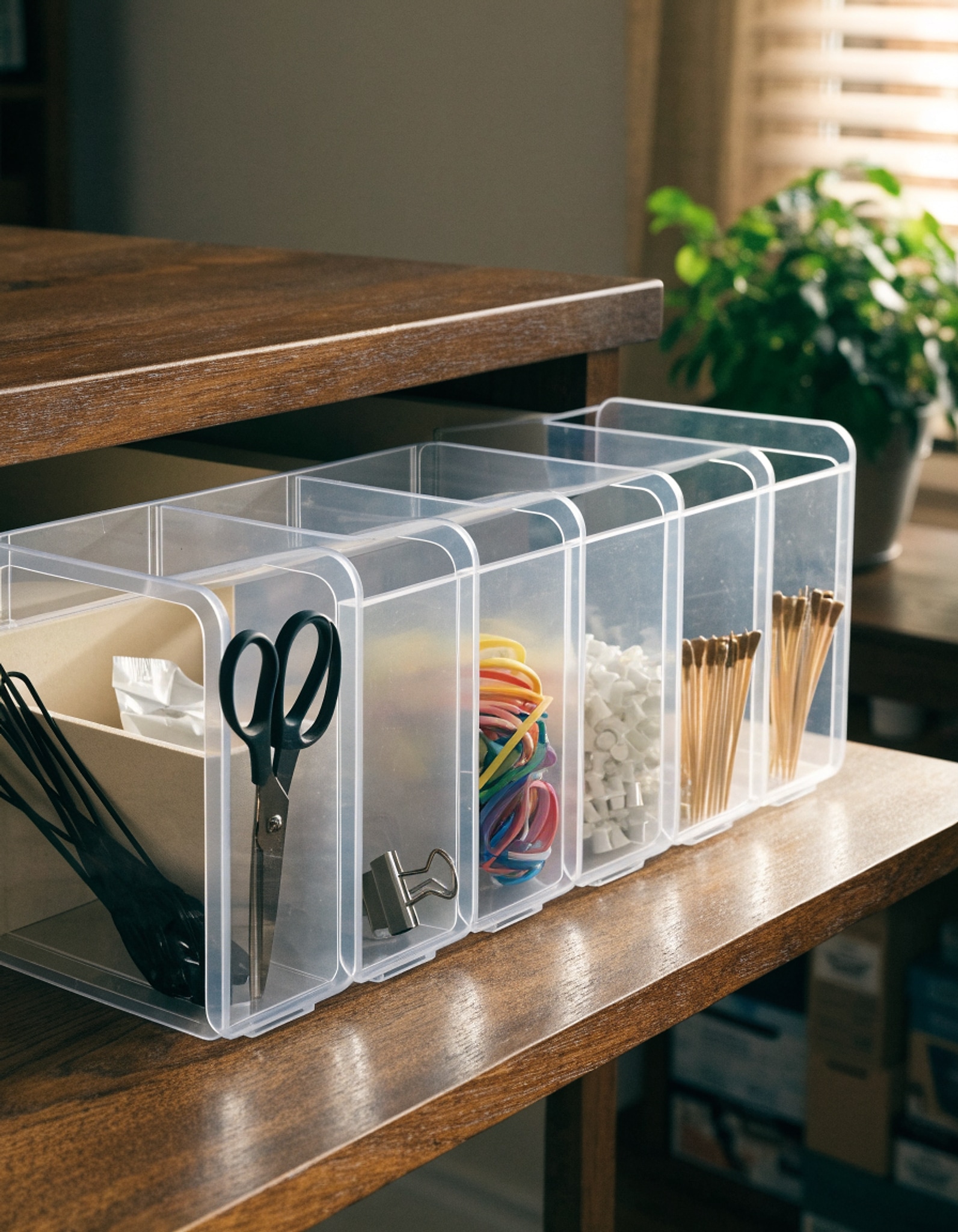 Illustrative visual for Whitmor 6789-3065 6-Section Clear Drawer Organizer