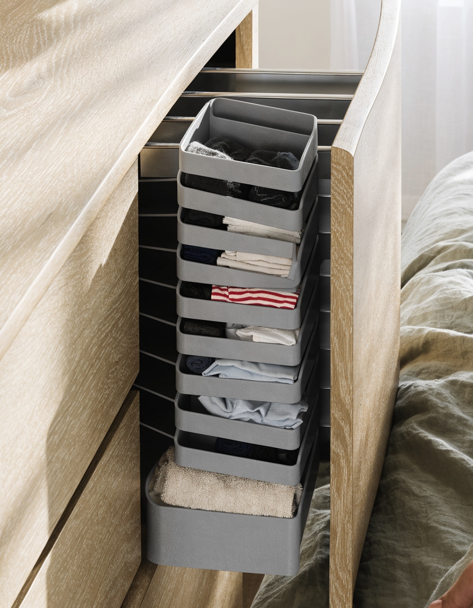 Illustrative visual for Vtopmart 12 Pack Drawer Organizer for Clothes, Underwear Organizer, Grey