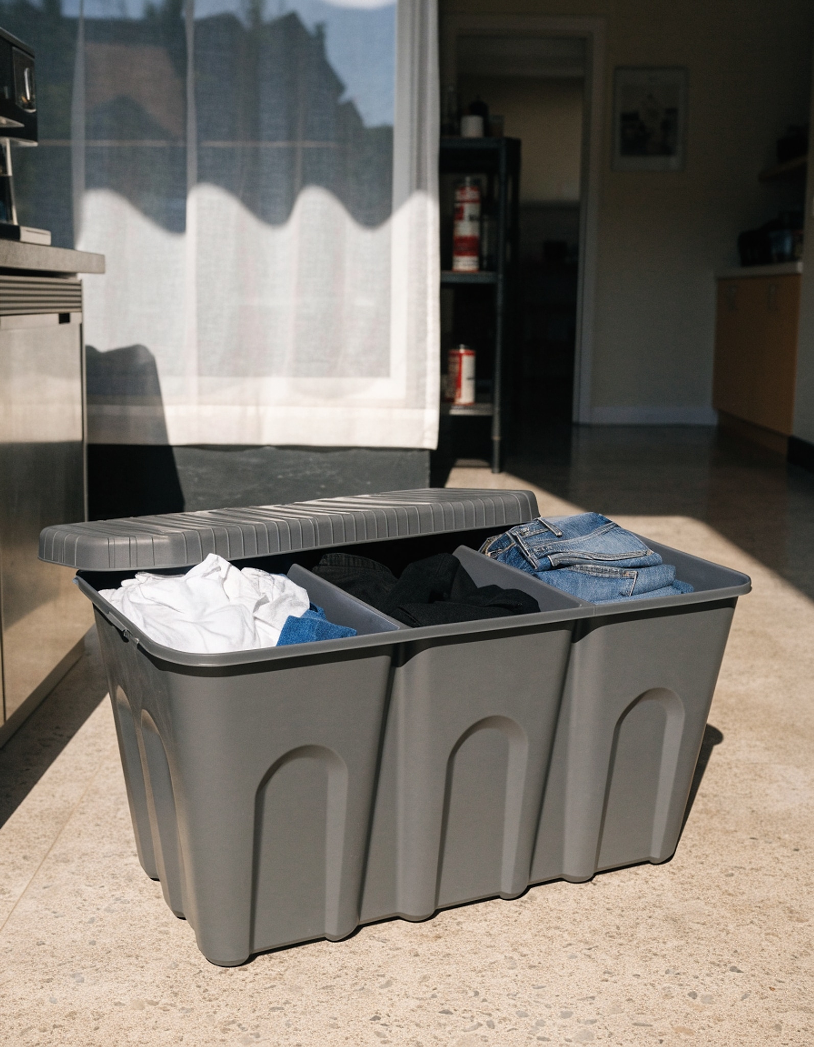 Illustrative visual for Lifewit 165L 3 Section Laundry Hamper with Lid, Laundry Basket, Dark Gray
