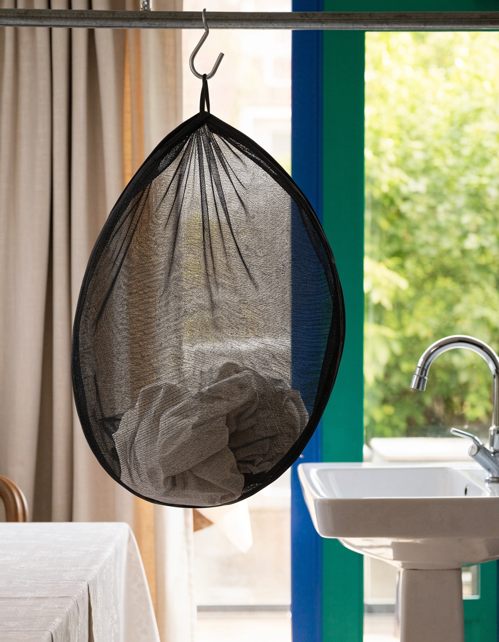 Illustrative visual for Hanging Collapsible Breathable Mesh laundry bags,Fast Drying Portable Space Saving Laundry Hamper for dorm,Rv Laundry Hamper Storage (Black)