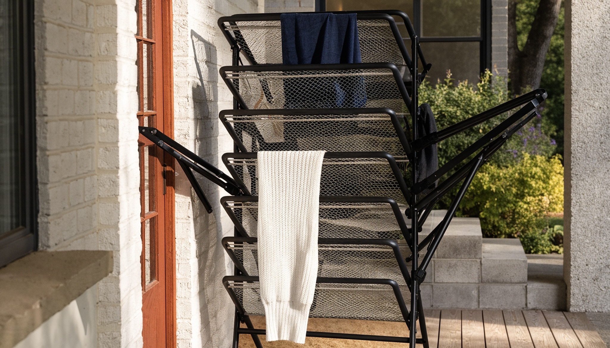 Illustrative visual for APEXCHASER Clothes Drying Rack, 68.9" Foldable Gullwing Drying Rack, Black