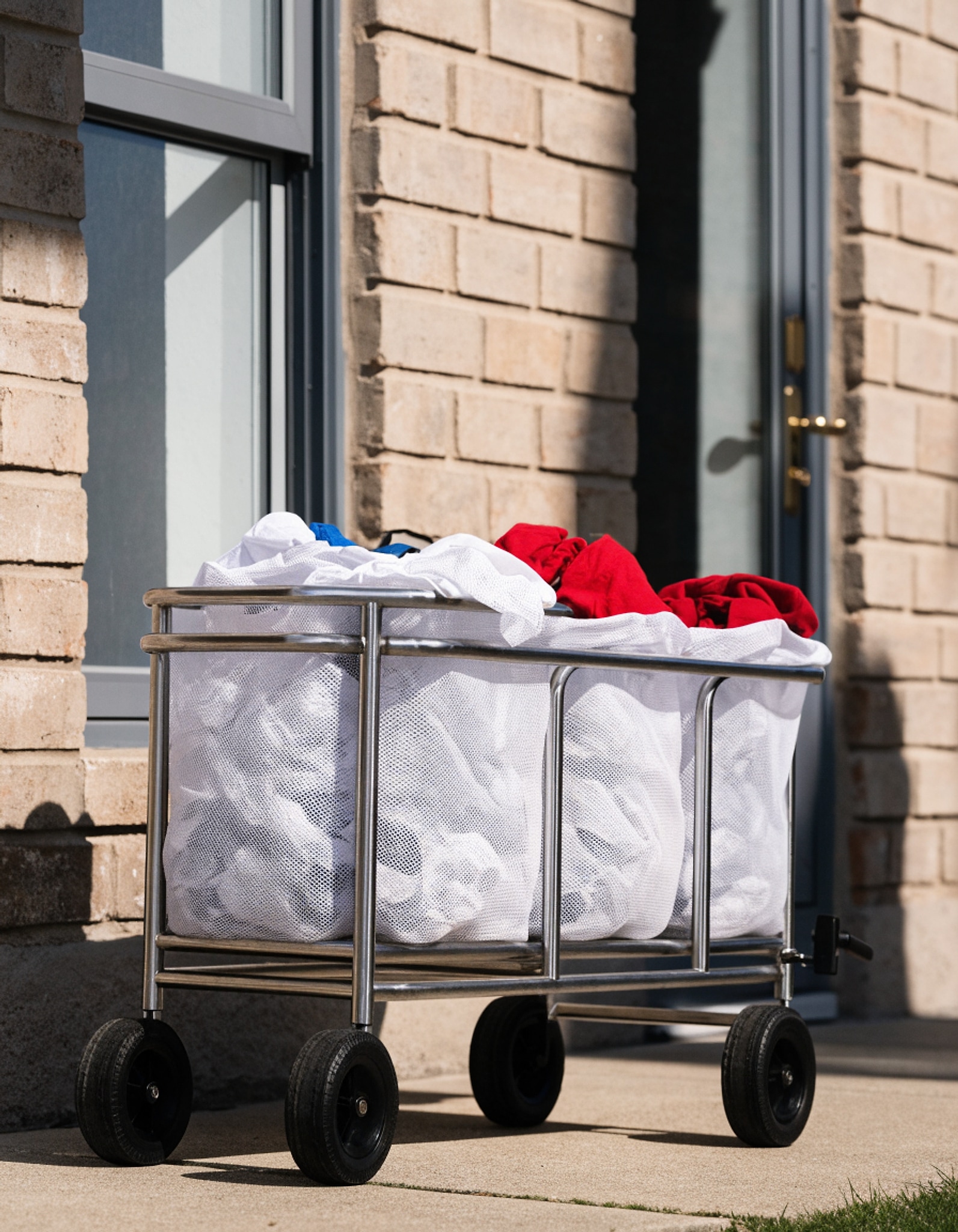 Illustrative visual for Simple Houseware 3-Bag Heavy Duty Laundry Sorter Rolling Cart, Silver