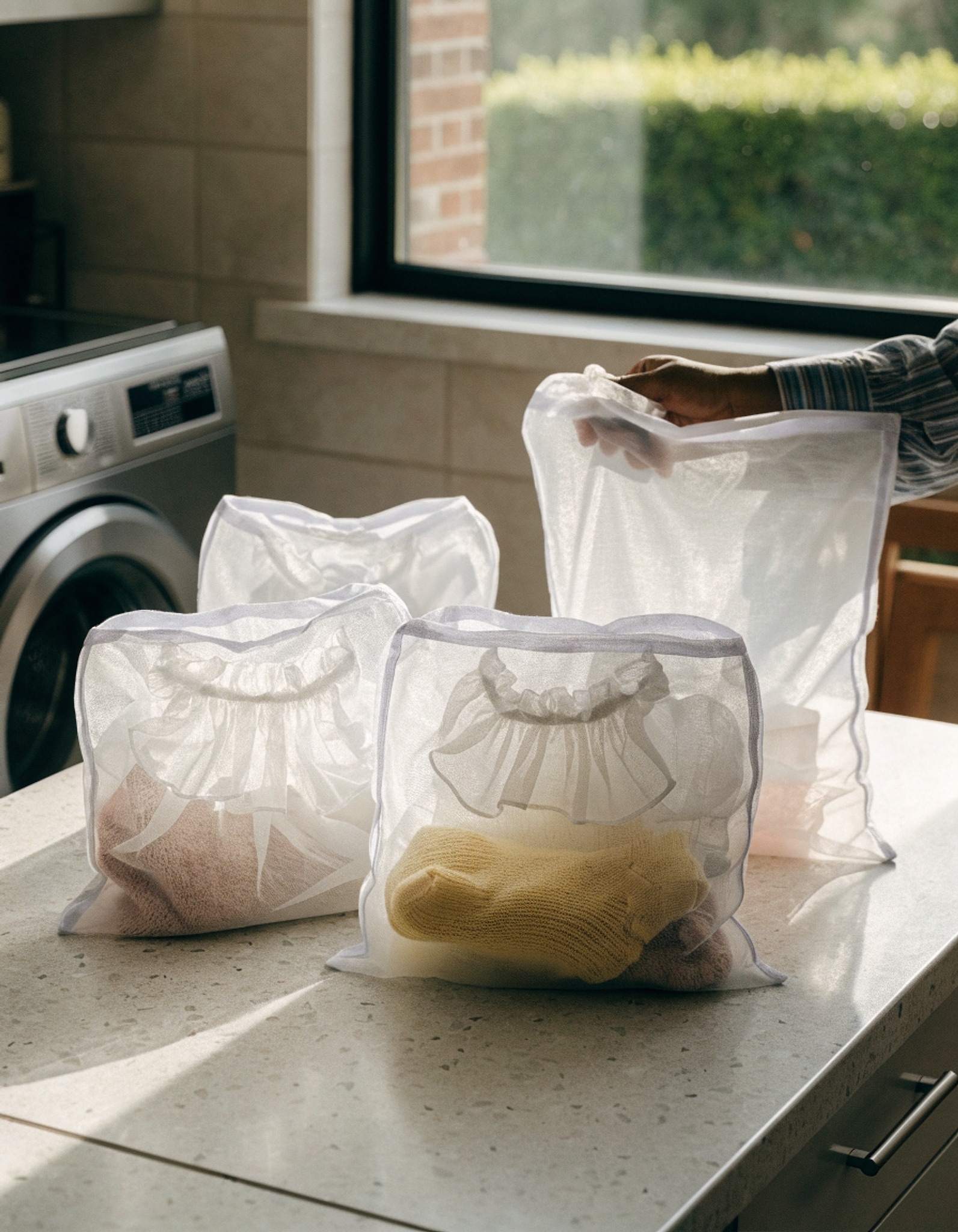 Illustrative visual for 4 Pack Mesh Laundry Bags for Delicates 12inx16in LAUNDRY CLUB®