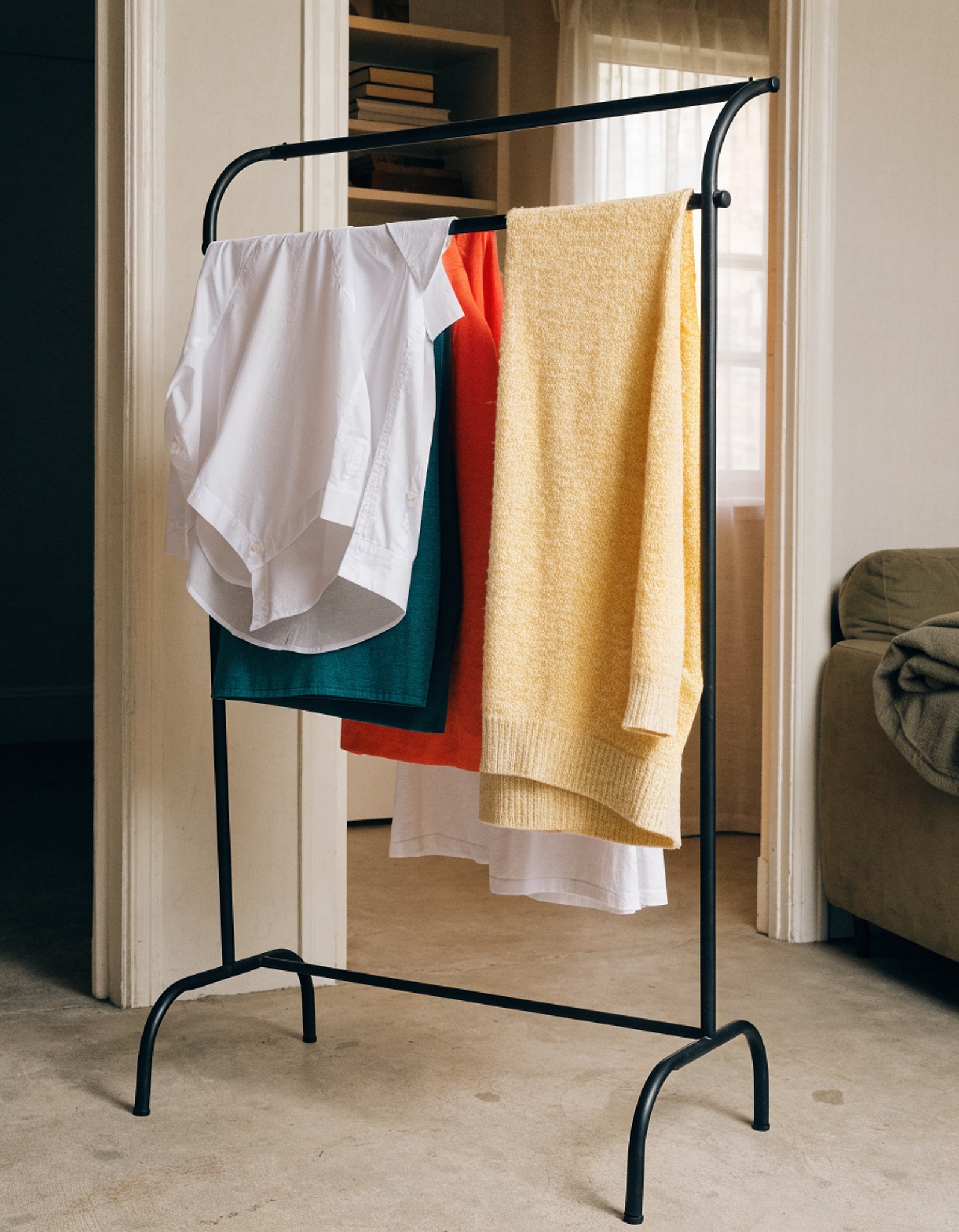 Illustrative visual for Simple Houseware Standard Rod Garment Clothing Rack, Black