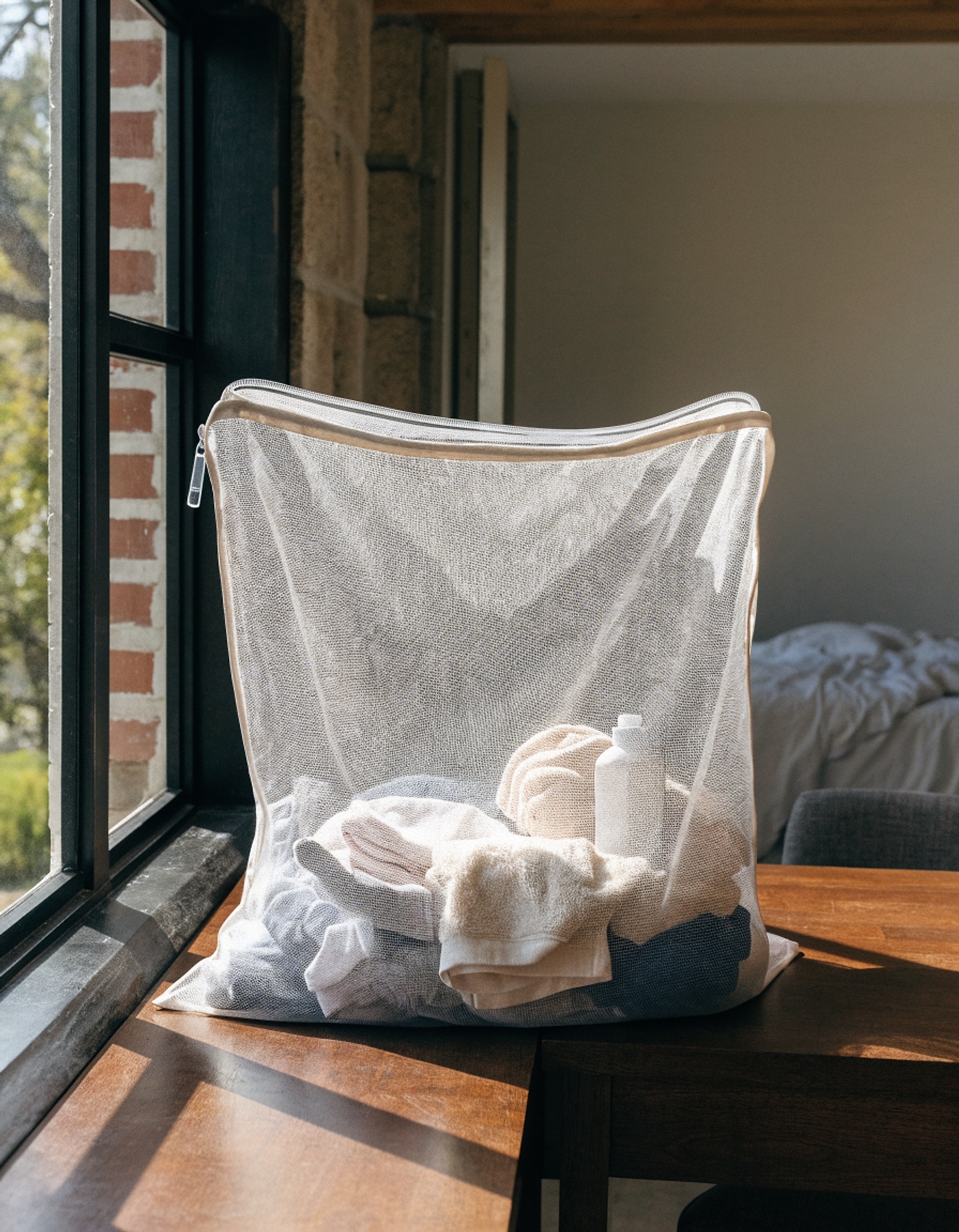 Illustrative visual for OTraki Mesh Laundry Bag for Delicates, 24 x 32 inch Large Mesh Delicates Bag for Washing Machine, Zippered Net Laundry Bag for Sweater Bed Sheet Blanket Toy College Dorm Don't Drying, Melting 140-176℉
