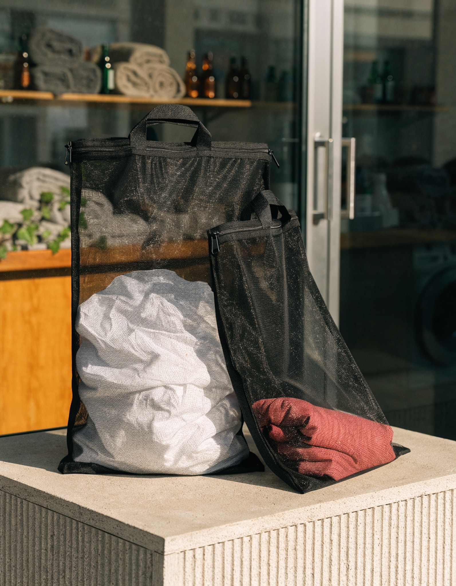 Illustrative visual for 2 Pack Mesh Laundry Bags-Carry Handle & Zipper, (40×50cm & 50×60cm)