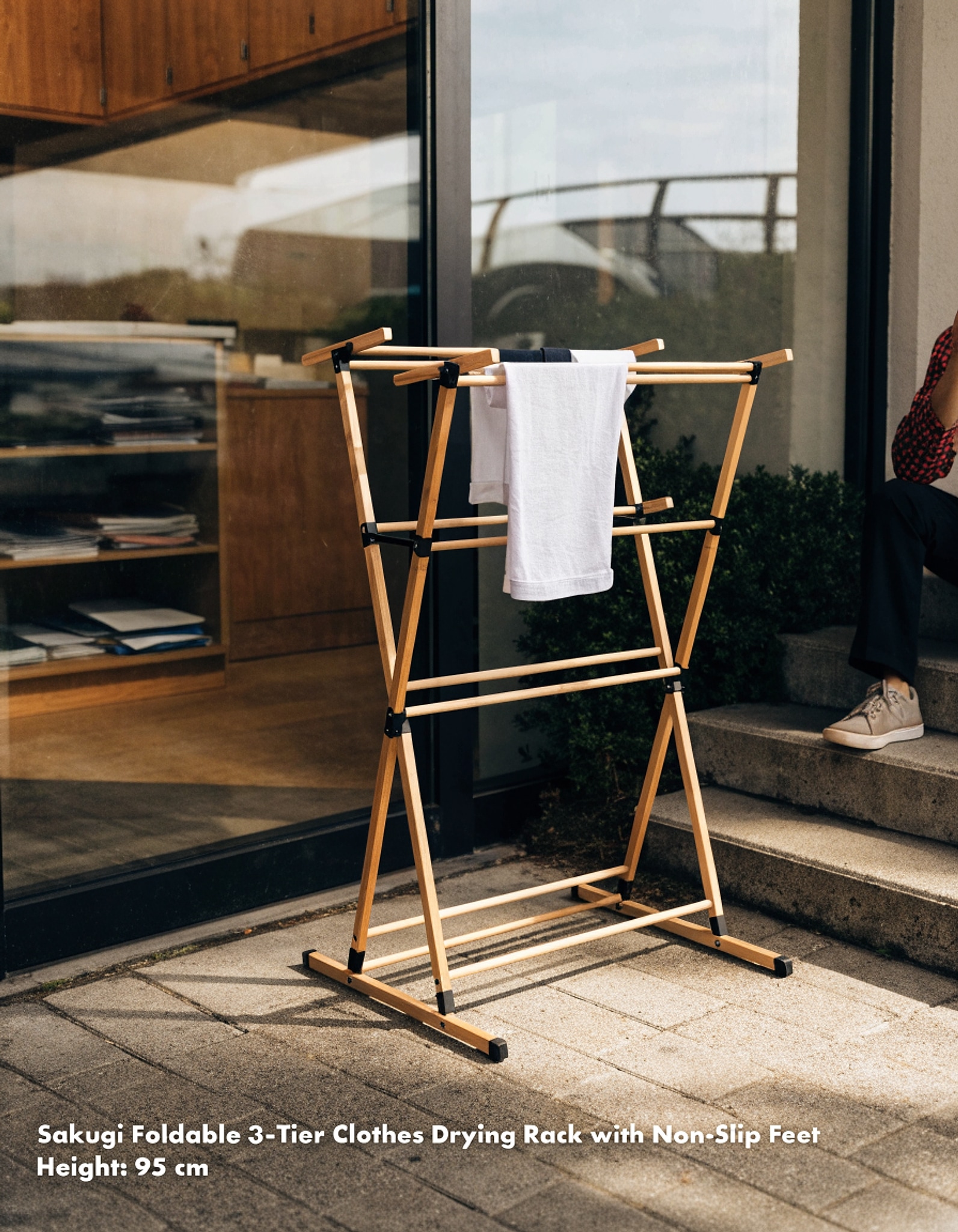 Illustrative visual for Sakugi Foldable 3-Tier Clothes Drying Rack with Non-Slip Feet, 95 cm Height