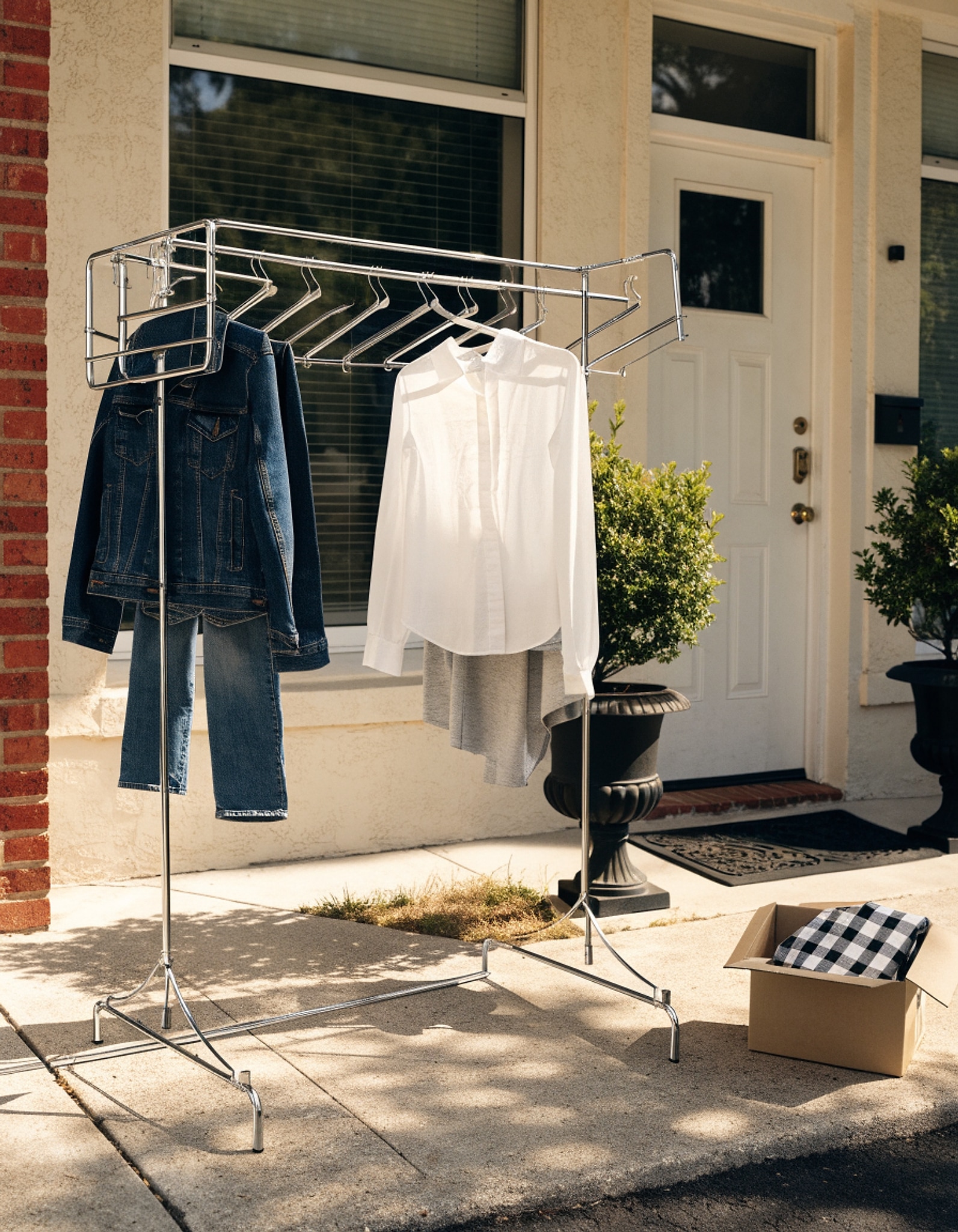Illustrative visual for Honey-Can-Do Oversize Collapsible Clothes Drying Rack DRY-09066 Silver, 50 lbs
