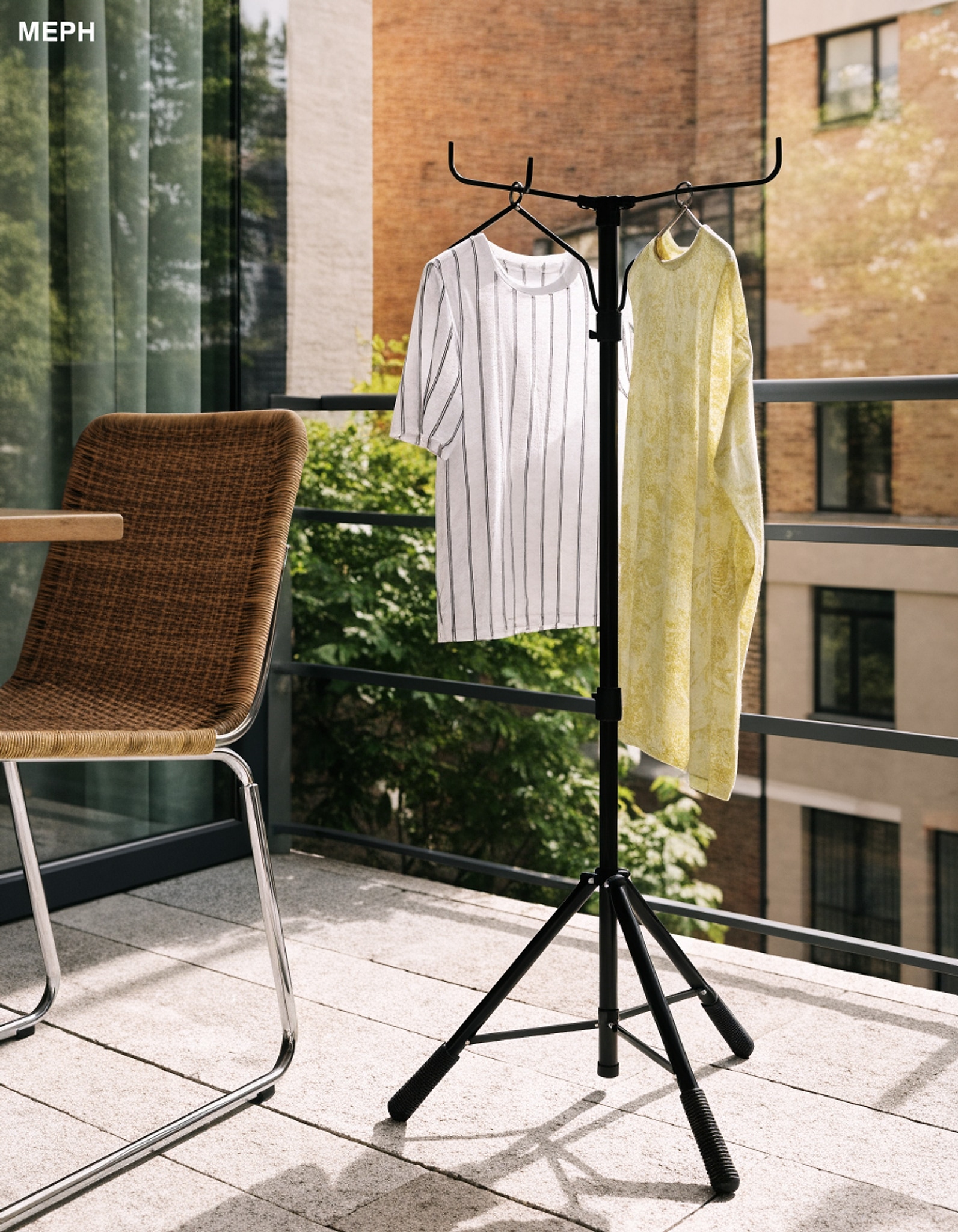 Illustrative visual for Gugxiom Tripod Clothes Drying Rack, Portable Foldable Laundry Drying Rack, Indoor & Outdoor Holder for Clothing, Space Saving, for Balcony Bedroom Laundry Travel