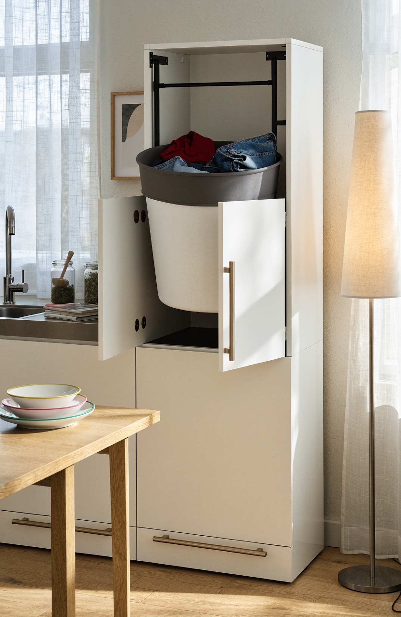Illustrative visual for SoBuy Tall Tilt-Out Laundry Hamper Cabinet with Removable Basket
