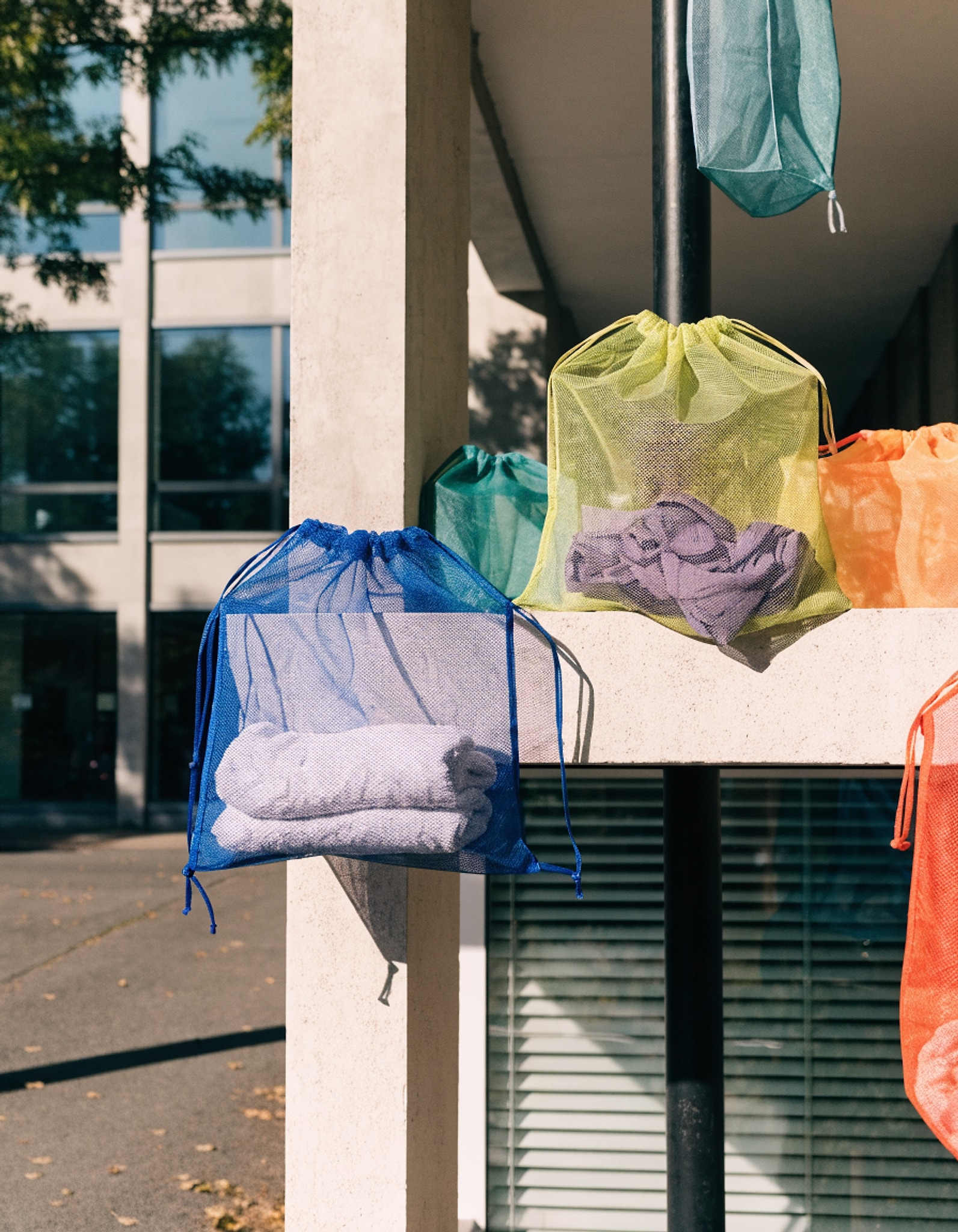 Illustrative visual for PLULON 15 Pcs Mesh Bag Drawstring Mesh Laundry Bags, 13 x 15.5 Inch Nylon Drawstring Bag for Pool Beach Ball Toys Storage Bag for Collecting Travel Sports Gym (Multicolor)