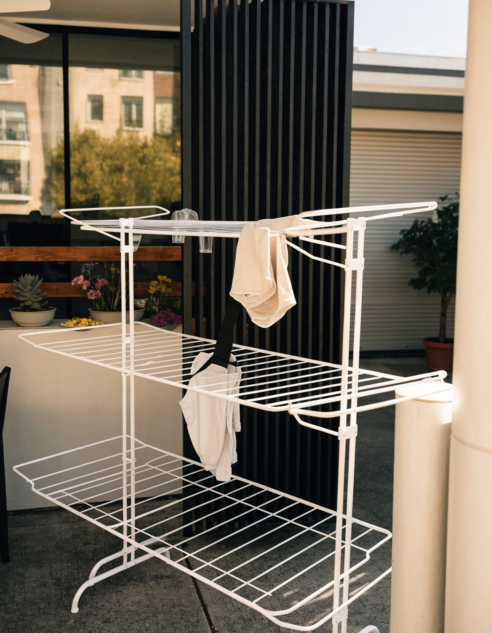 Illustrative visual for KINGBOARD 3-Tier Extendable Clothes Drying Rack, Foldable, White