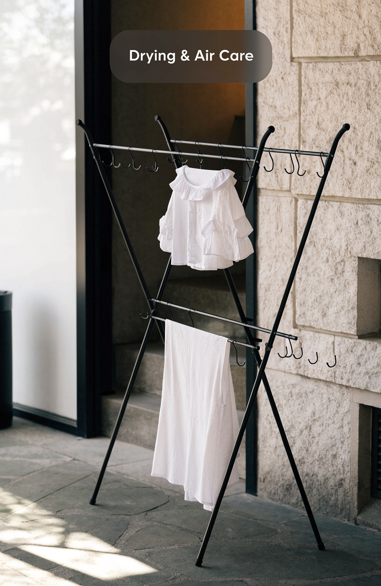 Illustrative visual for APEXCHASER Clothes Drying Rack Foldable, Portable Clothes Airer, 48" H