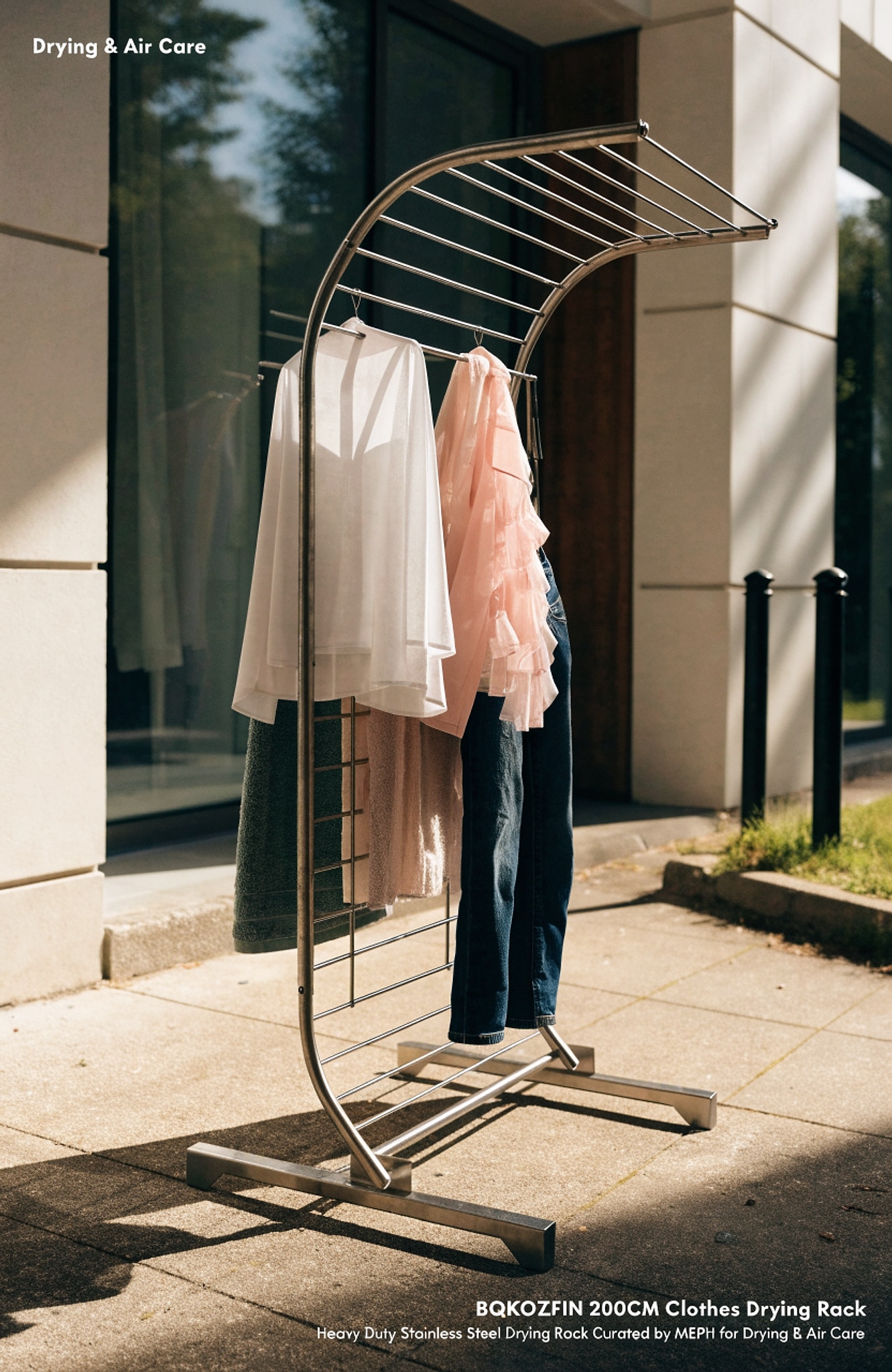 Illustrative visual for BQKOZFIN 200CM Clothes Drying Rack, Heavy Duty Stainless Steel Drying Rack