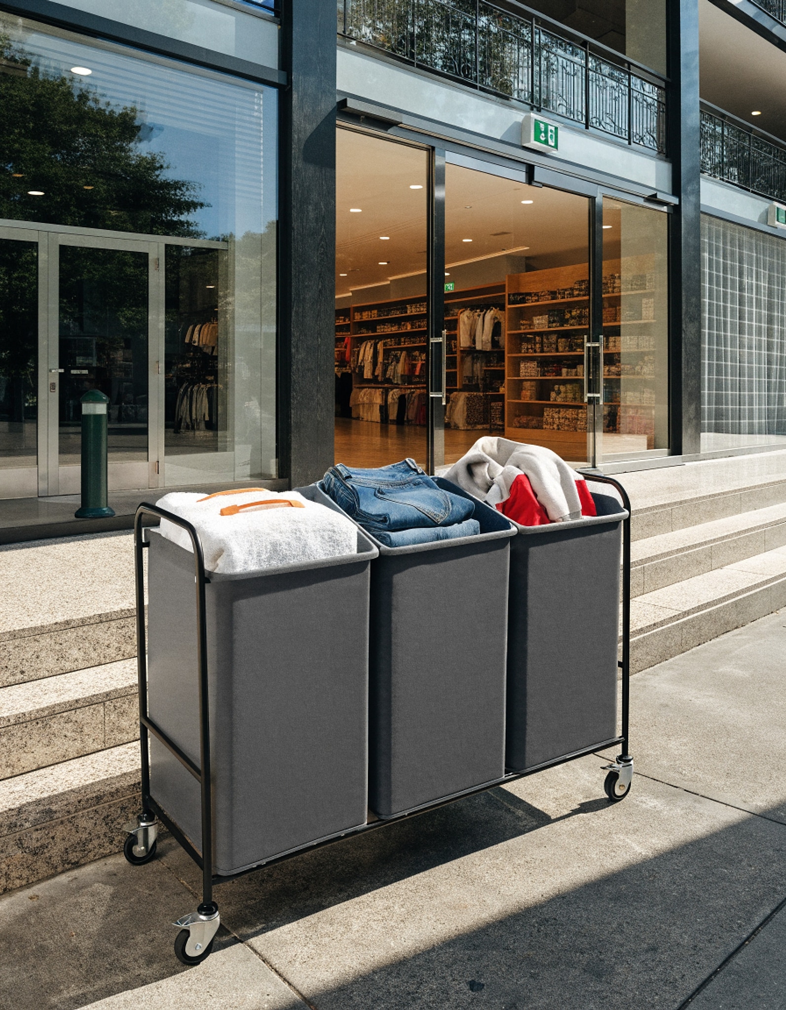 Illustrative visual for ELYKEN Laundry Hamper 3 Section, 120L Rolling Laundry Sorter with Wheels